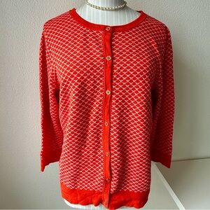 C. Wonder Classic Orange Jacquard Knit Button-Down Sweater-Women’s Size Medium